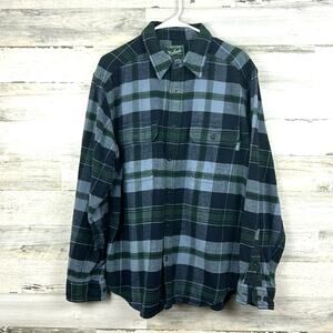 Woolrich Mens Large Cotton Plaid Long Sleeve Button-Down Shirt